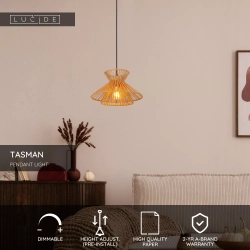 TASMAN Lampa wisząca 1xE27 Natural 10420/32/72 Lucide - zdjęcie dodatkowe 1
